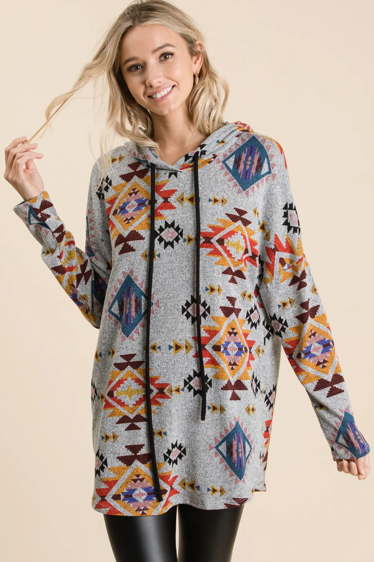 Heathered Gray Aztec Pullover